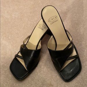 Circa Joan and David black sandal- cut out front